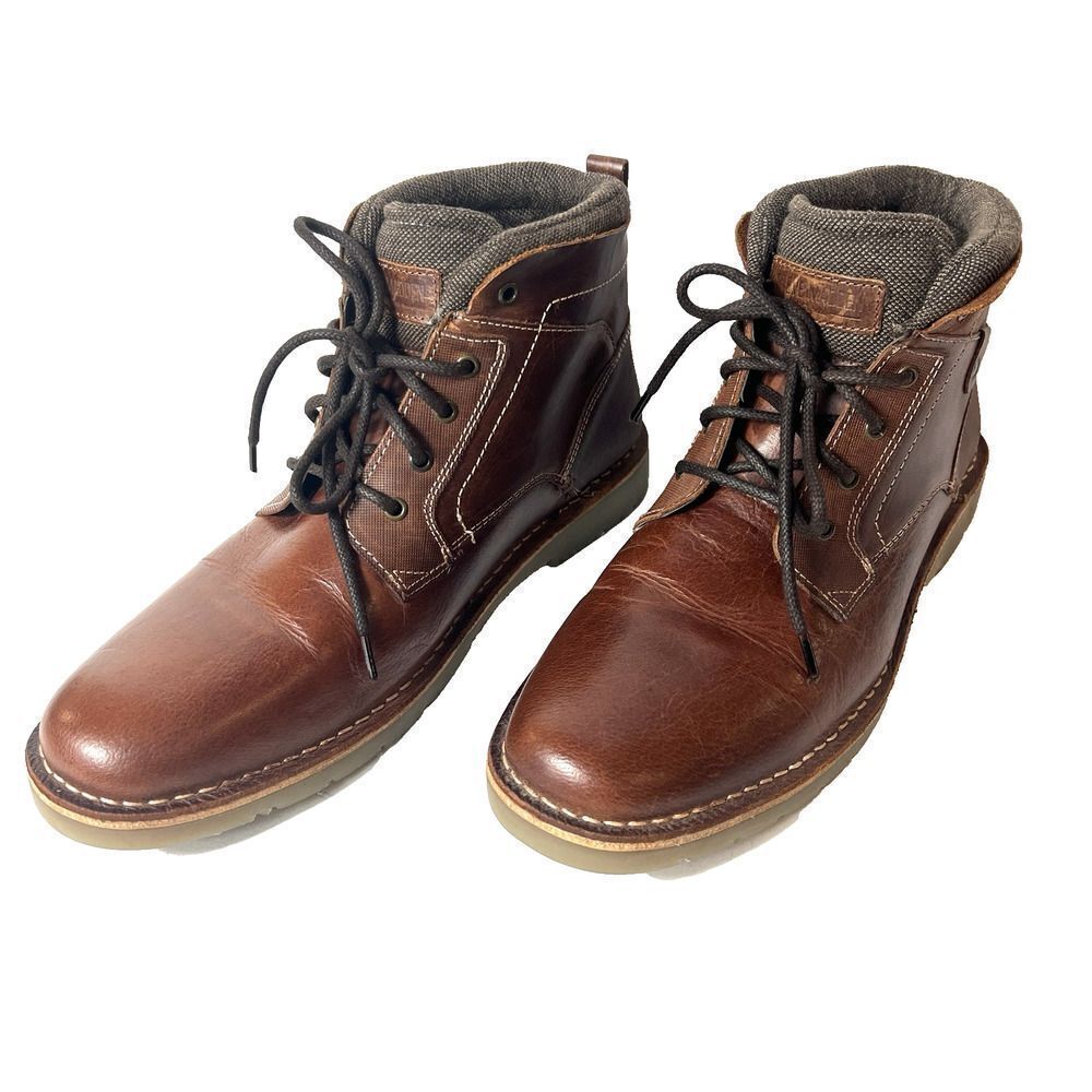 Steve Madden Brown Leather Chukka Boots Mens Sz 11 Combat Lace Up Comfort Casual